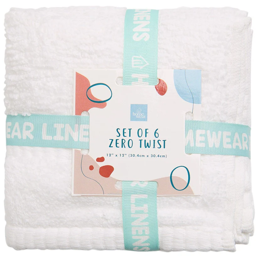 Homewear Highland Border Zero Twist Cotton Washcloth, Set of 6 - Image 7