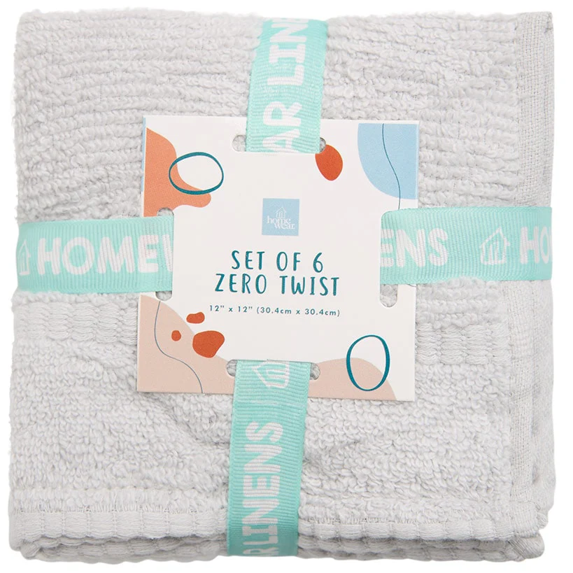 Homewear Highland Border Zero Twist Cotton Washcloth, Set of 6 - Image 8