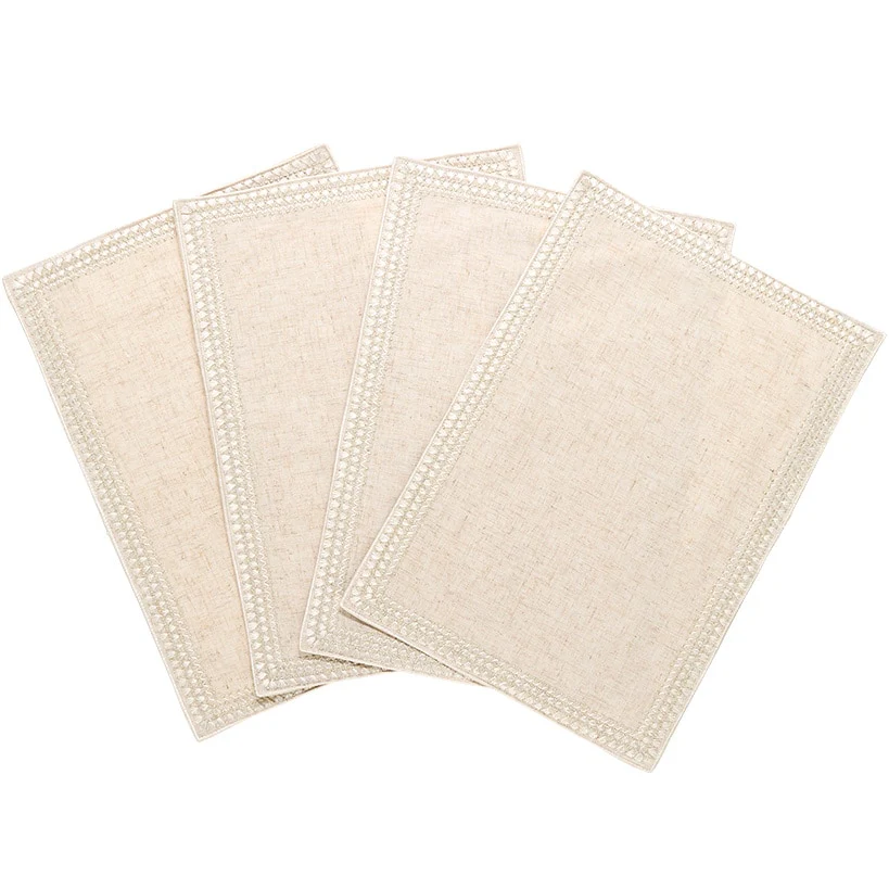 Homewear Linen Hemstitch Border Set of 4 Placemats 13" x 19"