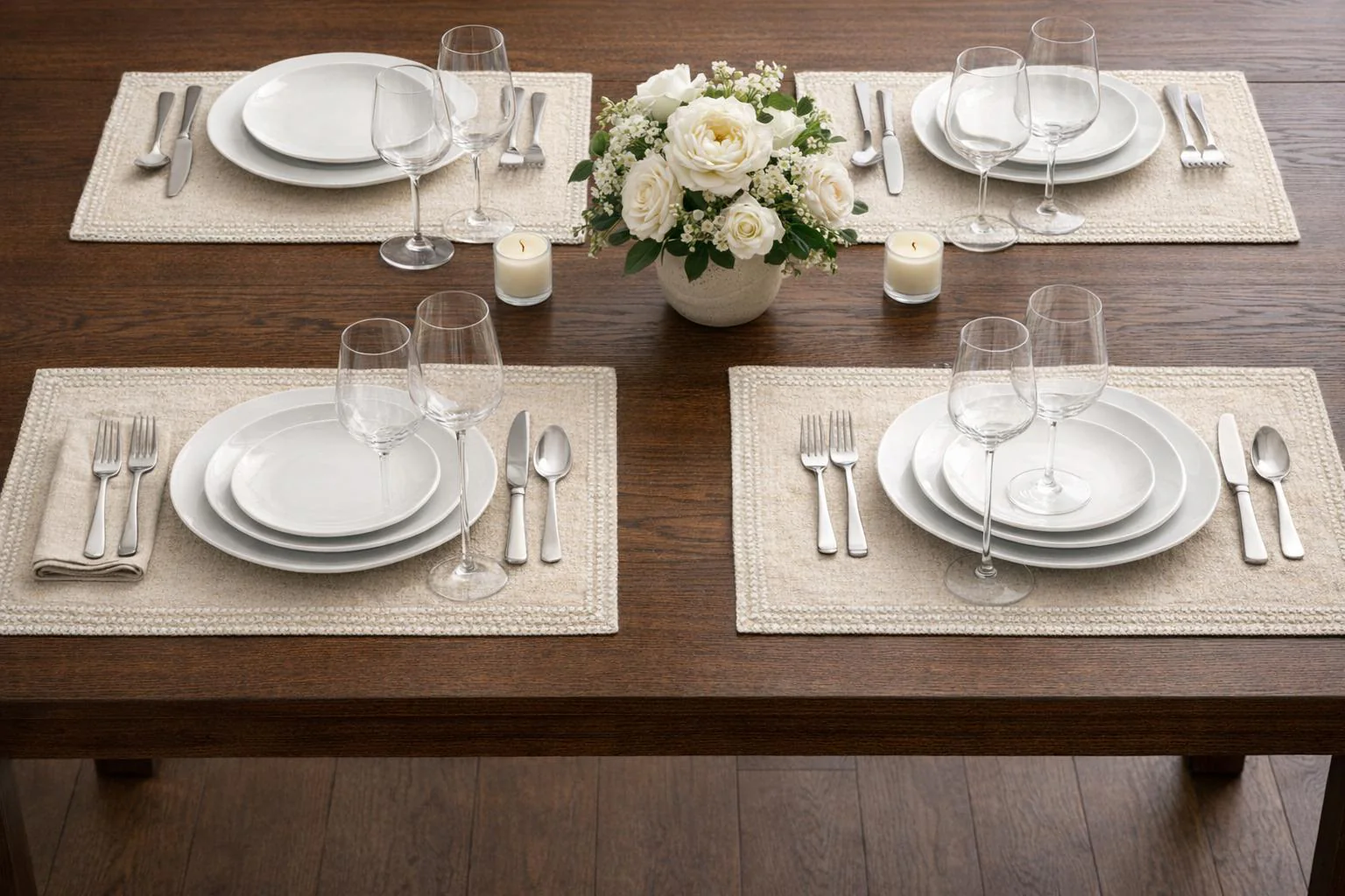 Homewear Linen Hemstitch Border Set of 4 Placemats 13" x 19" - Image 3