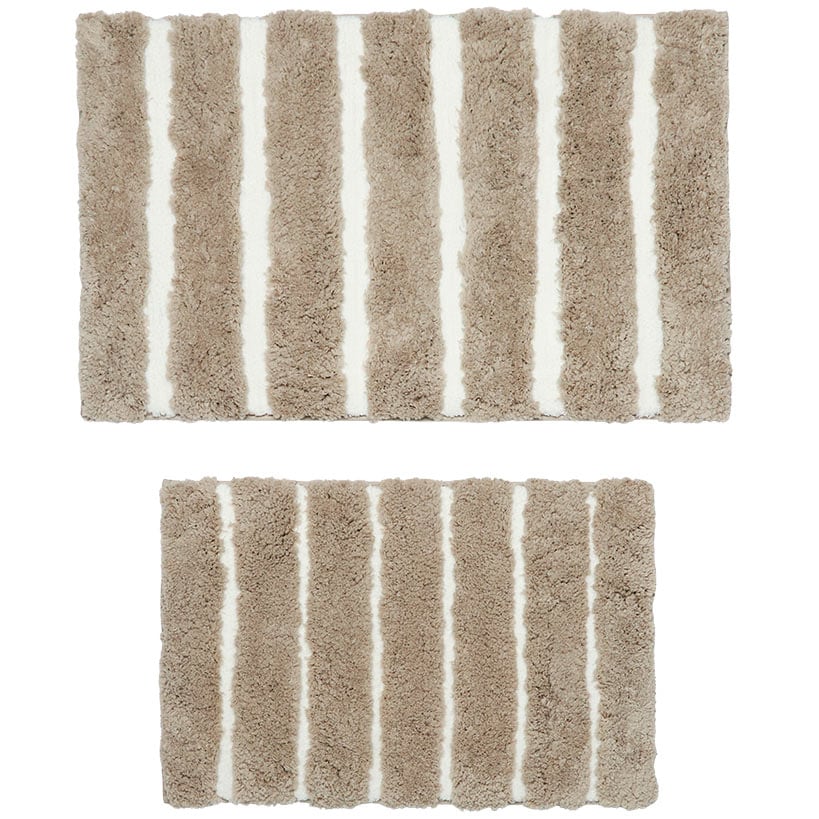 Homewear Luxury Stripe Bath Rug with Non-Skid Backing, Set of 2 - Image 4