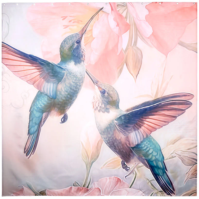 Hummingbird Memory Foam Bath Rugs and Shower Curtain 16-Pc. Set - Image 2