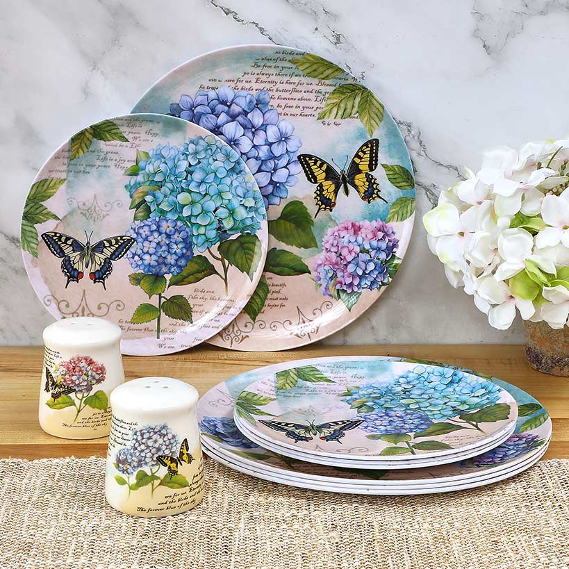 Hydrangea & Butterfly Salad Plates - Set of 4 - Image 2