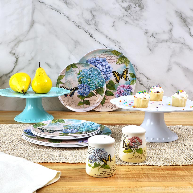 Hydrangea & Butterfly Salad Plates - Set of 4 - Image 3