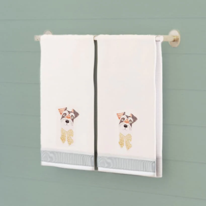 I Woof You Embroidered Hand Towels, Set of 2