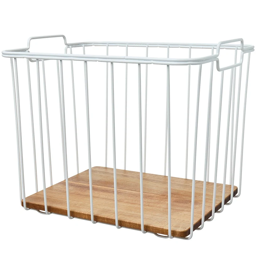 iDesign Ria Safford Collection Deep Pantry Wire Basket with Acacia Wood - Image 2