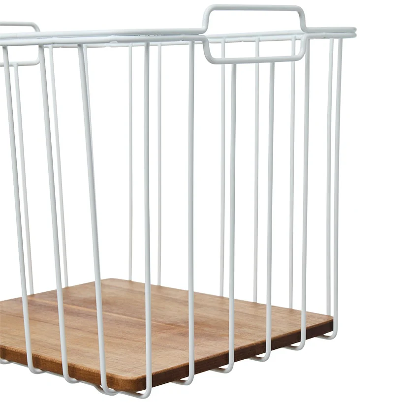 iDesign Ria Safford Collection Deep Pantry Wire Basket with Acacia Wood - Image 3