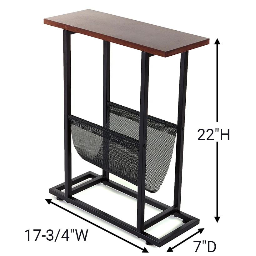 Industrial Side Table with Magazine Pouch - Image 2
