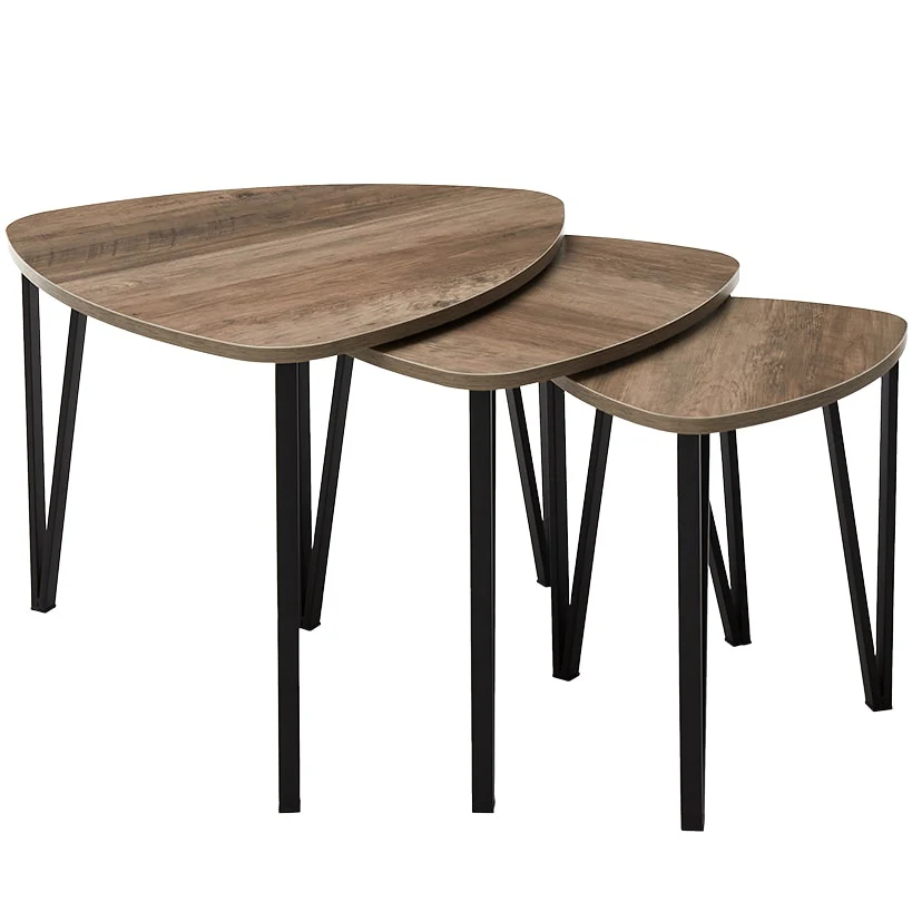 Industrial-Style Nesting Coffee End Tables - Set of 3 - Image 3