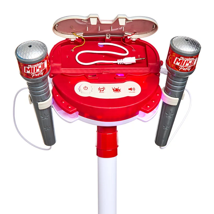 Interactive Stage Microphone for 2 - Adjustable Stand and Flashing Lights - Image 2