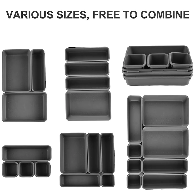 Interlocking Desk Drawer Organizer Tray Dividers 8 Piece - Image 4