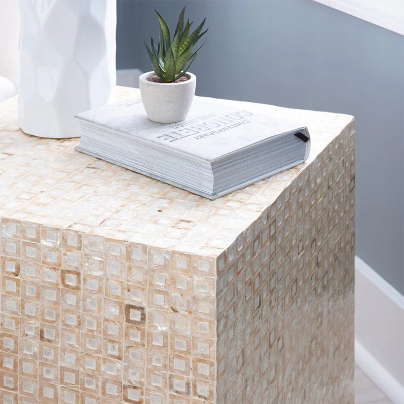 Ivory Pippit Capiz Square Accent Table - Image 3