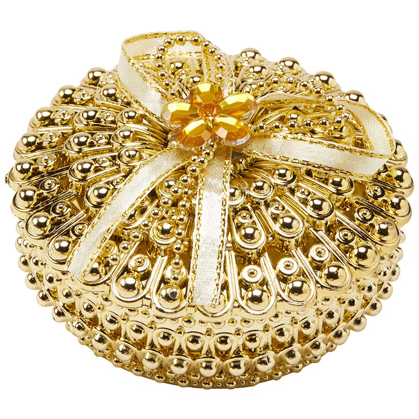 Jewelry Box Small Trinket Box Organizer Round Gold - Image 3
