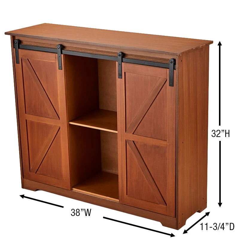 Kitchen Buffet Wooden Cabinet with Sliding Barn-Doors - Image 5