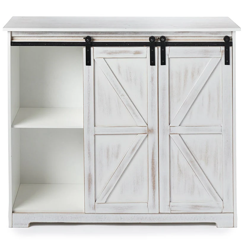 Kitchen Buffet Wooden Cabinet with Sliding Barn-Doors - Image 7