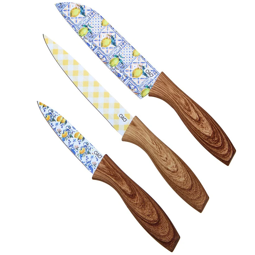 Kitchen Knife Set with Sheaths - Lemon Print - Image 2