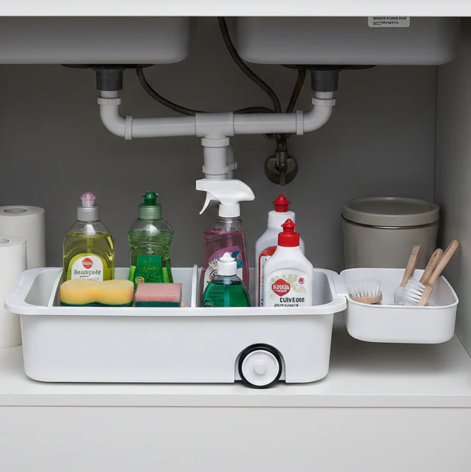 Kitchen Storage Caddy with Adjustable Dividers and Wheels - Image 3