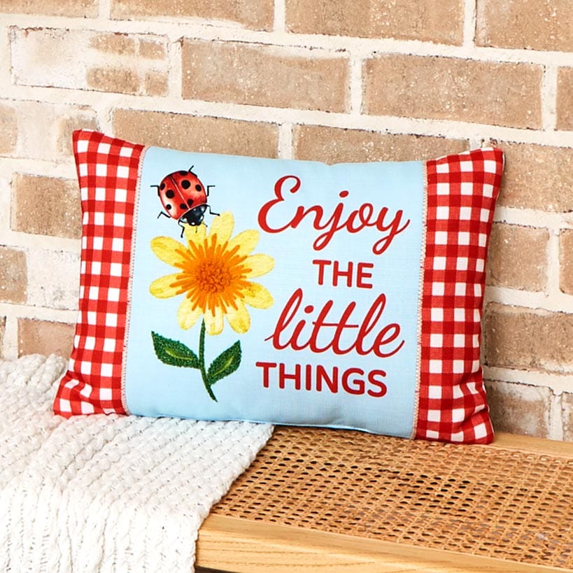 Ladybug Embroidered Decorative Pillow - Image 2