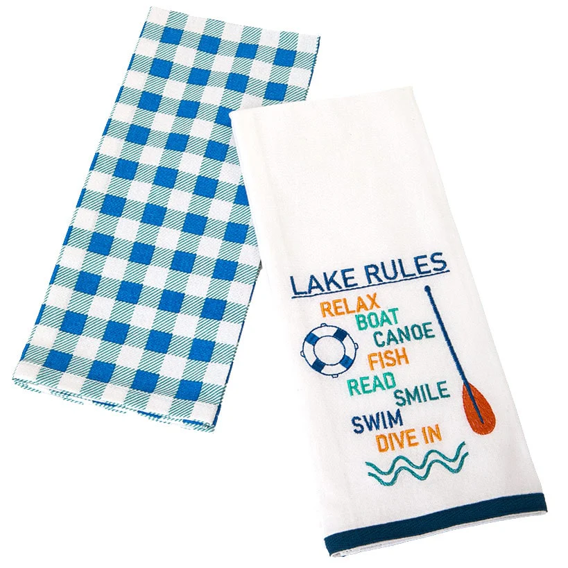 Lake Themed Embroidered Kitchen Towels, Set of 2 - Image 7