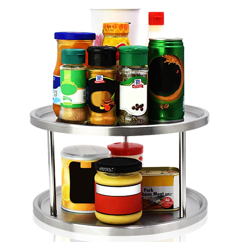 Lazy Susan Turntable Organizer 2-Tier Rotating Rack - Image 3