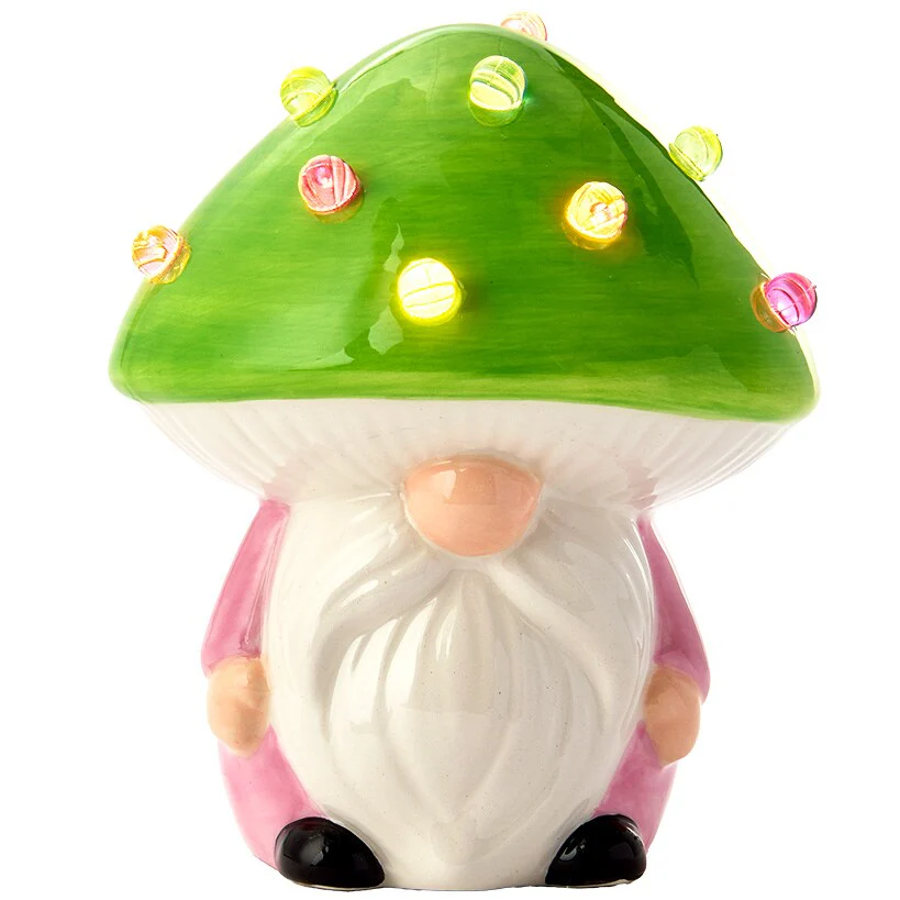 Lighted Ceramic Gnome Mushroom Accent Light - Batteries Included - Image 5