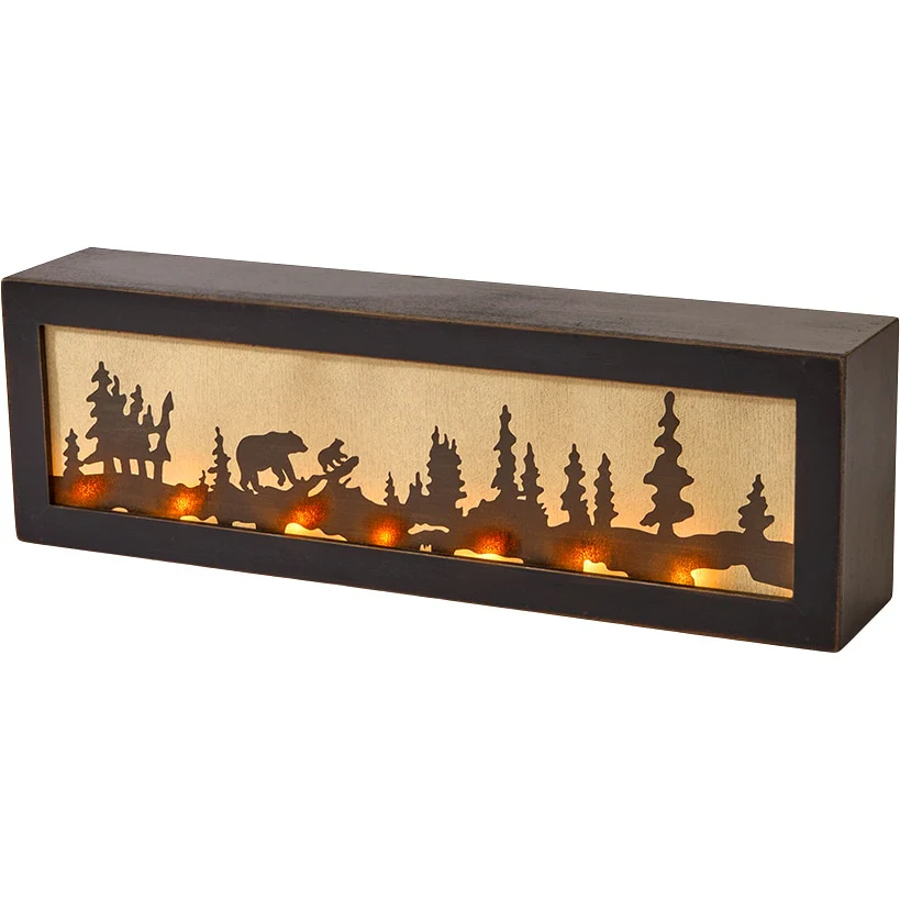 Lighted Decor Tabletop Or Wall Woodland Scene Moose Bear - Image 5