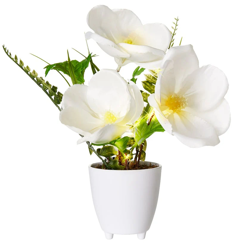 Lighted Potted Flower Spring Décor - Magnolia or Peony - Image 3