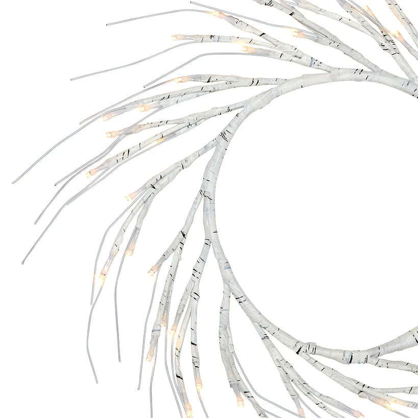 Lighted Winter Birch Branch Wreath 24" - Image 3