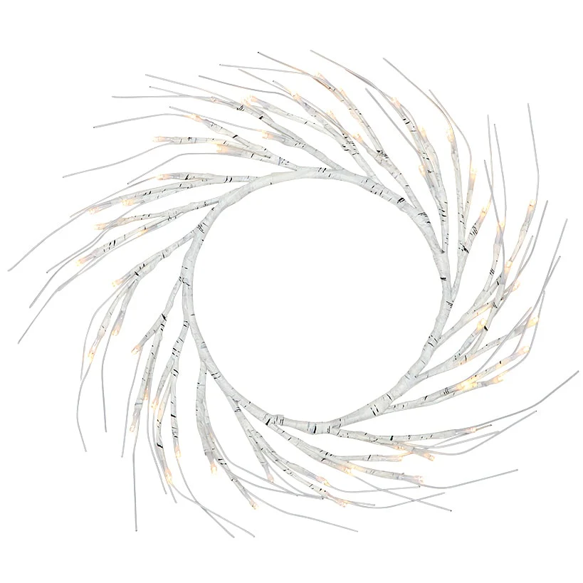 Lighted Winter Birch Branch Wreath 24" - Image 6