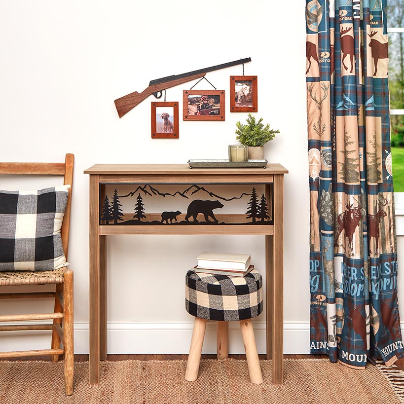 Lodge Wood Console Table with Metal Bear Accents - Image 3