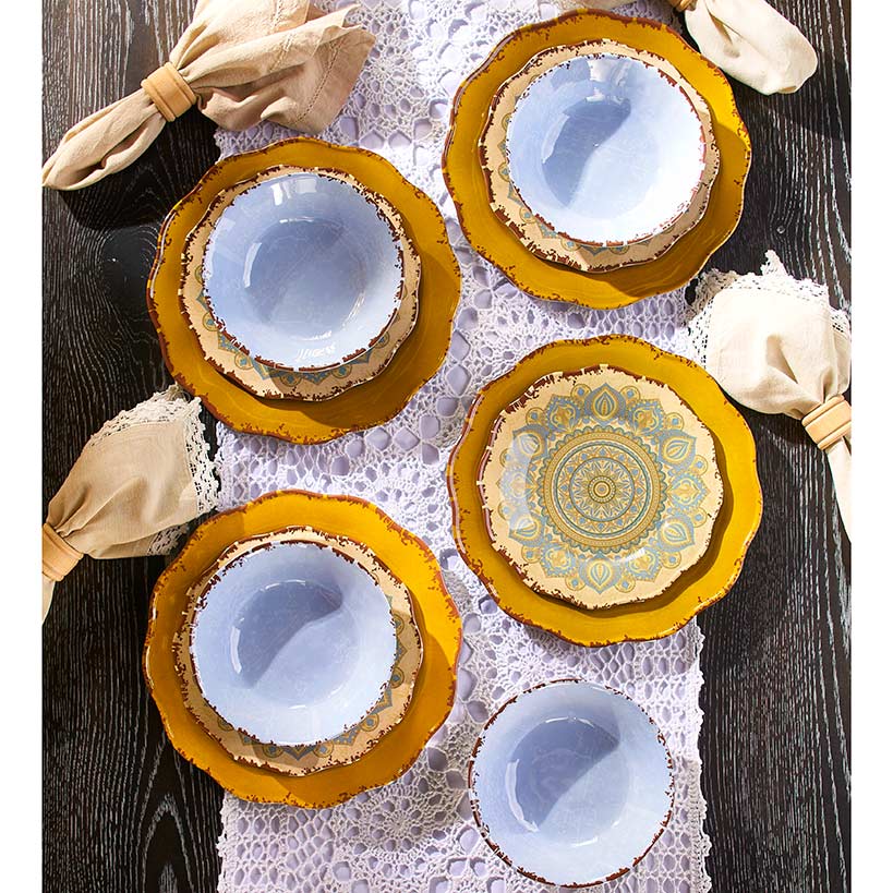 Mandala Melamine 12-Pc. Dinnerware Set - Image 3