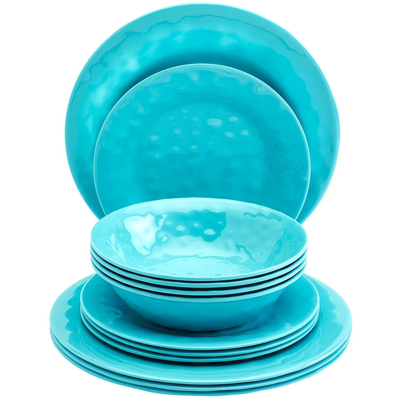 Melamine Dinnerware Service for 4 Set Vibrant Colors 12pc Set - Image 10