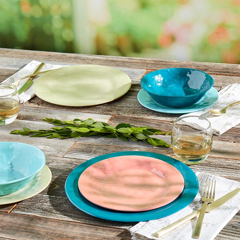 Melamine Dinnerware Service for 4 Set Vibrant Colors 12pc Set - Image 8