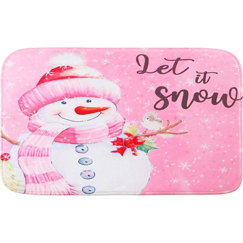 Memory Foam Bath Rugs & Shower Curtain Complete 16-Pc Set Let It Snow - Image 2