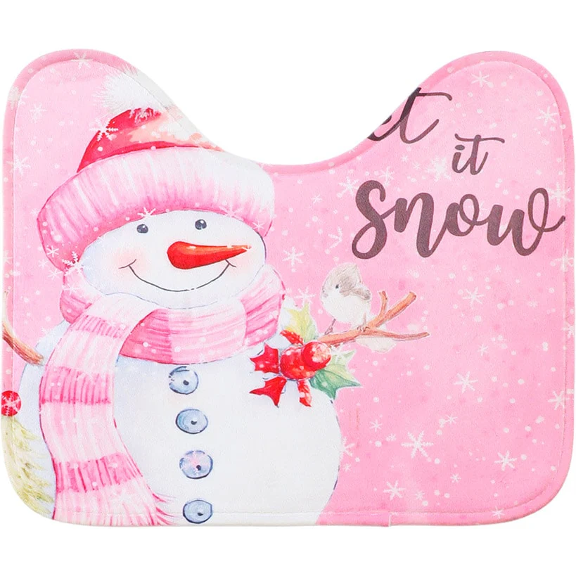 Memory Foam Bath Rugs & Shower Curtain Complete 16-Pc Set Let It Snow - Image 3