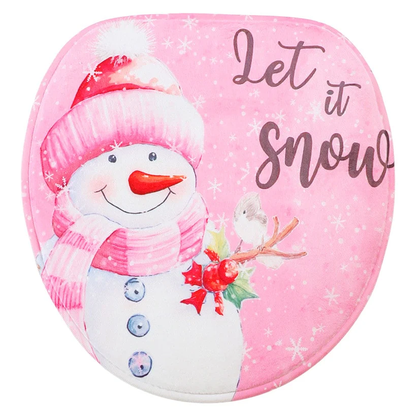 Memory Foam Bath Rugs & Shower Curtain Complete 16-Pc Set Let It Snow - Image 4