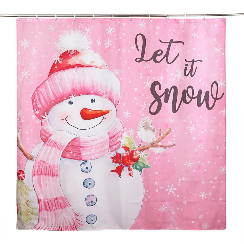 Memory Foam Bath Rugs & Shower Curtain Complete 16-Pc Set Let It Snow - Image 6