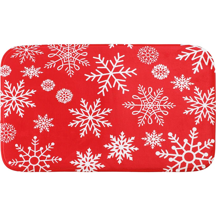 Memory Foam Bath Rugs & Shower Curtain Complete 16-Pc Set Red Snowflake - Image 3