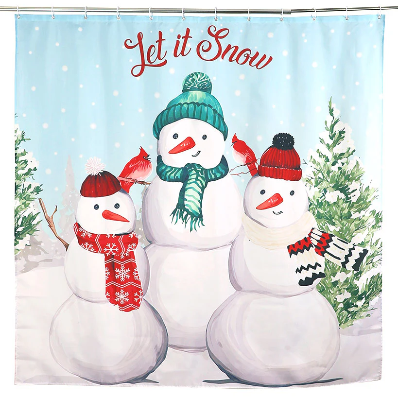 Memory Foam Bath Rugs & Shower Curtain Complete 16-Pc Set Snow Family - Image 2
