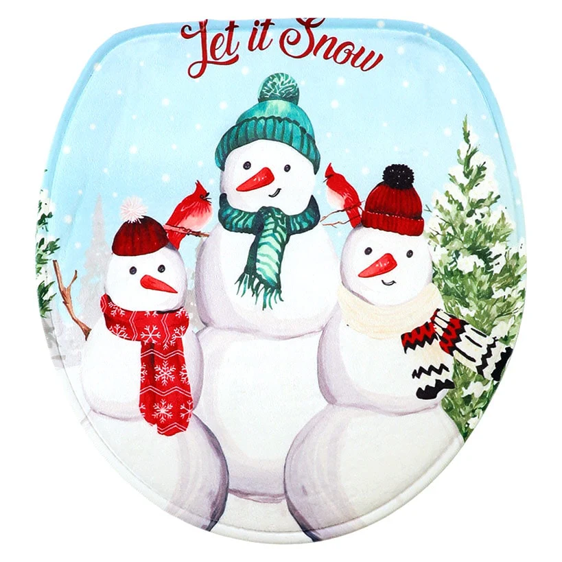 Memory Foam Bath Rugs & Shower Curtain Complete 16-Pc Set Snow Family - Image 5
