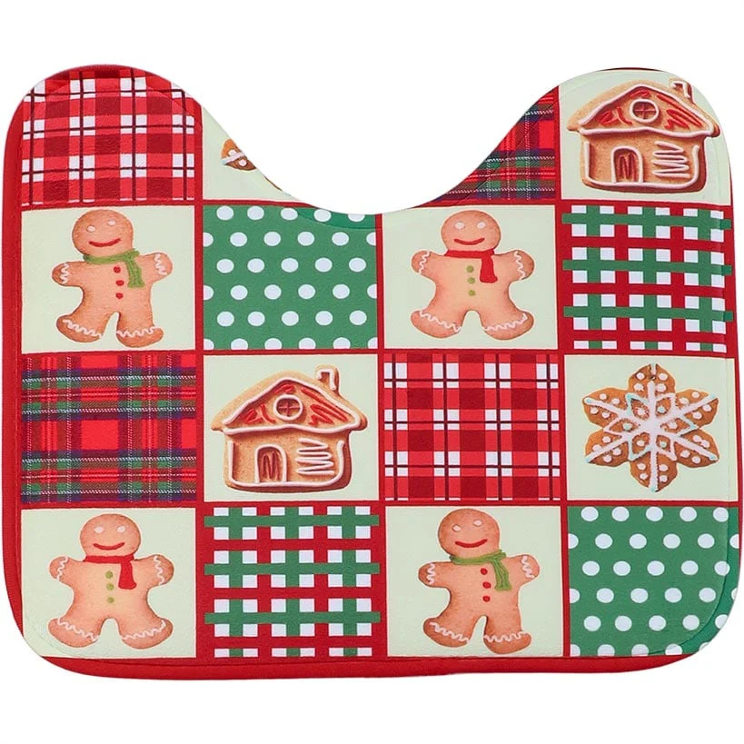 Memory Foam Bath Rugs and Shower Curtain Complete 16-Pc Set Gingerbread - Image 4
