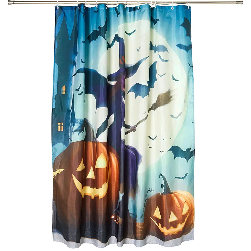 Memory Foam Bath Rugs and Shower Curtain Complete 16-Pc Set Halloween - Image 3