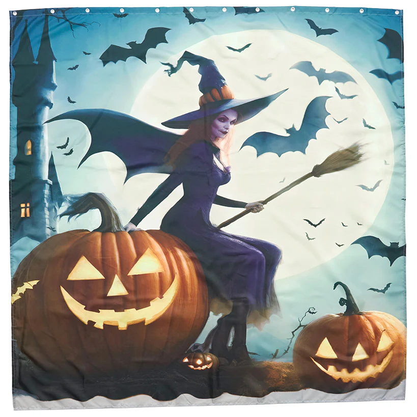 Memory Foam Bath Rugs and Shower Curtain Complete 16-Pc Set Halloween - Image 4