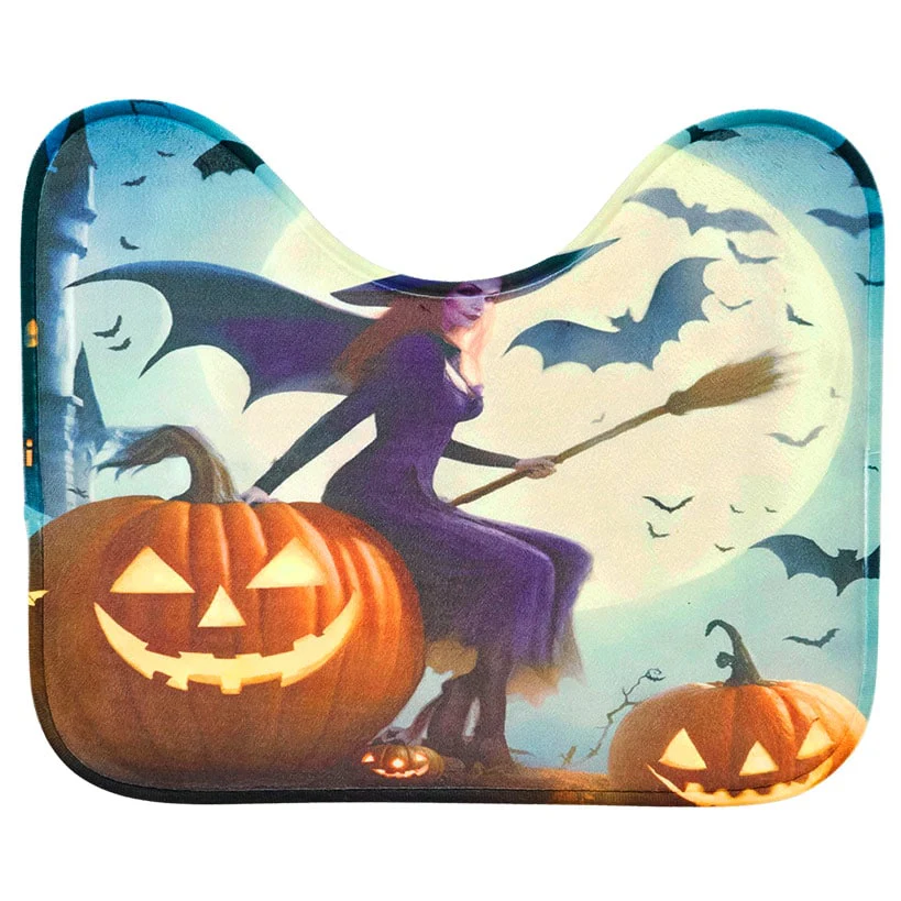 Memory Foam Bath Rugs and Shower Curtain Complete 16-Pc Set Halloween - Image 6