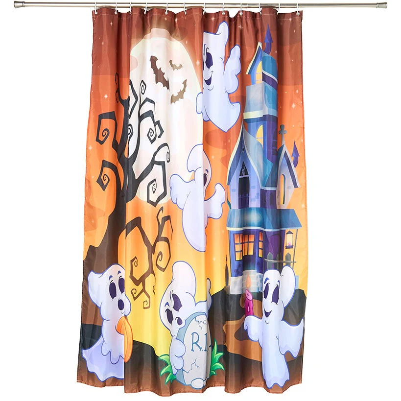Memory Foam Bath Rugs and Shower Curtain Complete 16-Pc Set Halloween - Image 8
