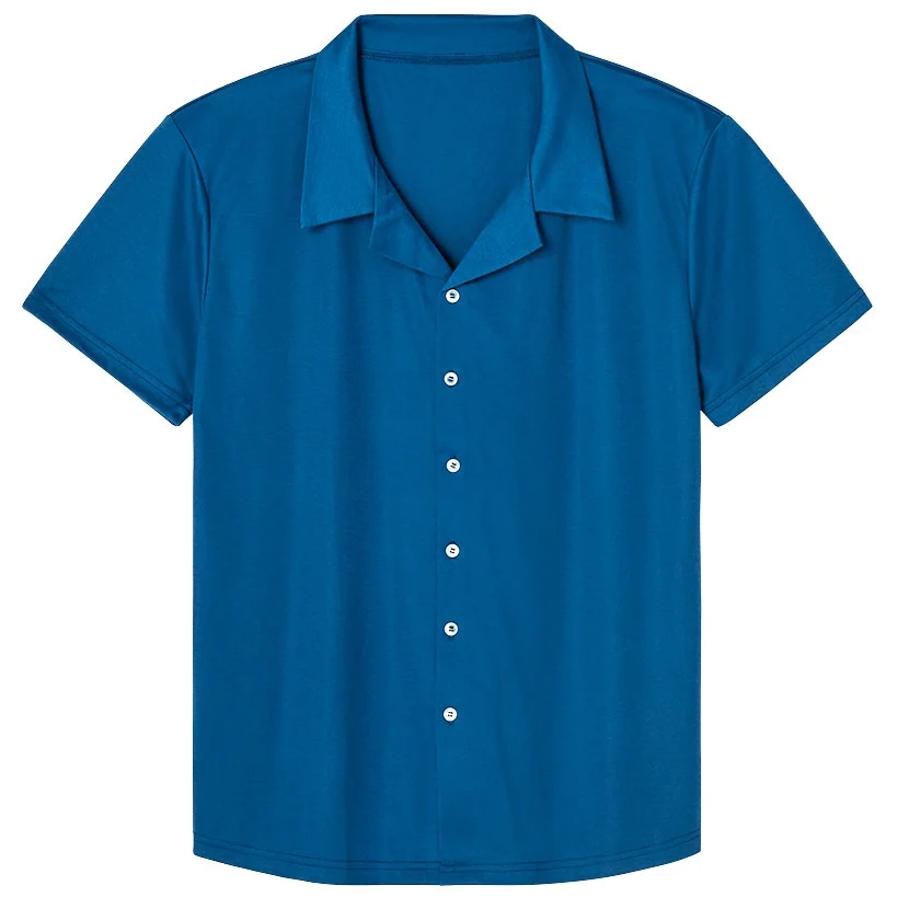 Men's Navy Button Down Short Sleeve Shirt - Image 2