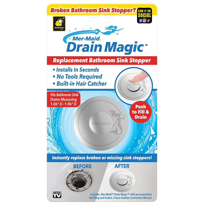 Mer-Maid™ Drain Magic™ Replace Broken Or Missing Bathroom Sink Stopper - Image 3