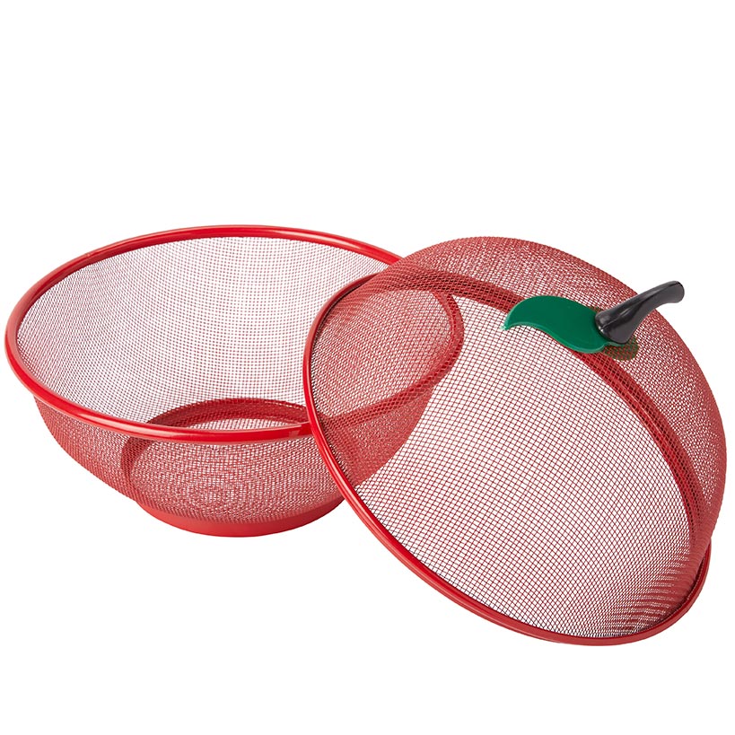 Mesh Wire Apple Shaped Fruit Basket with Lid Fruit Bowl Cover 2 Pc - Image 3