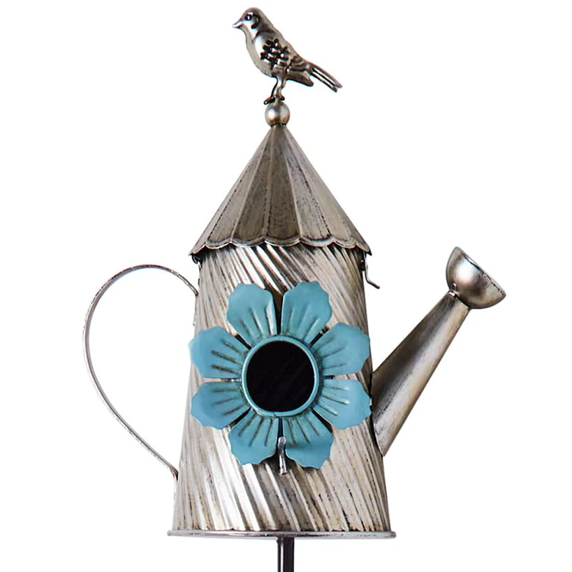 Metal Birdhouse Garden Stakes – Yellow, Red, and Blue Colors - Image 10
