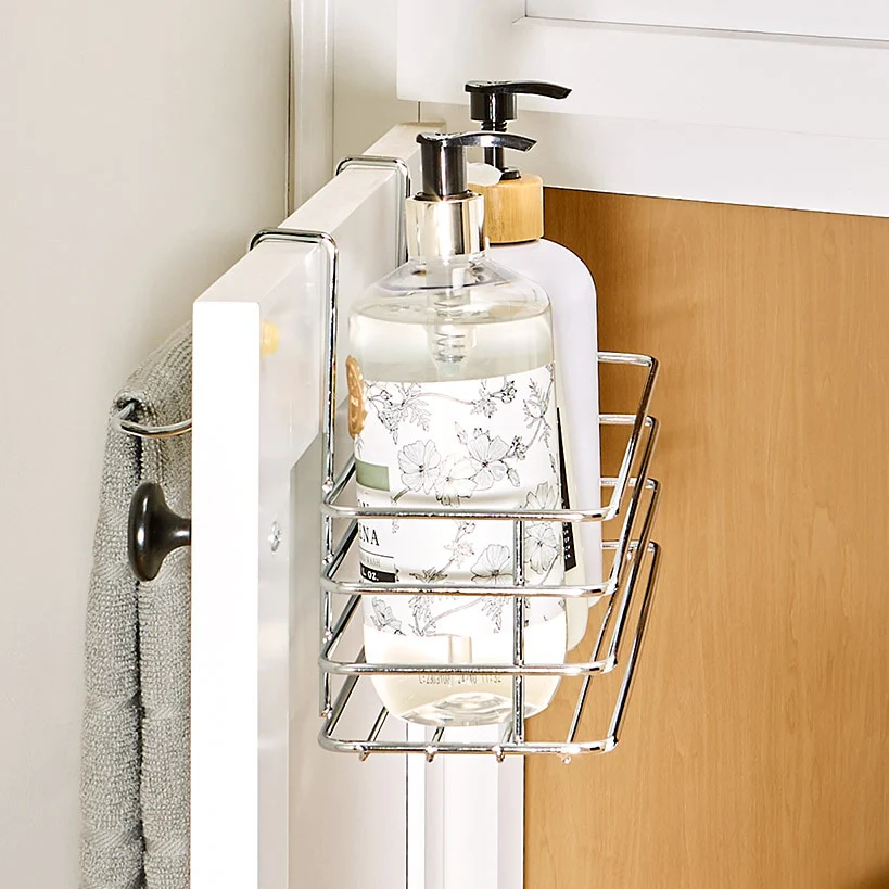 Metal Cabinet Door Organizer Rack with Towel Bar - Kitchen or Bathroom - Image 3
